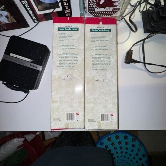 Vintage 2 K-Mart Resin Santa Candle Lamps Christmas Holiday Original Box 70s 80s - Picture 8 of 9